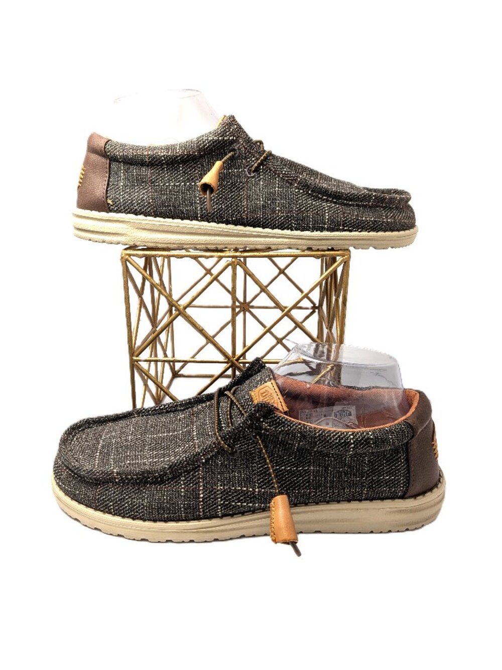 Hey Dude Wally Plaid Brown Men's 10 Slip-on Comfort Tan Sole NWT